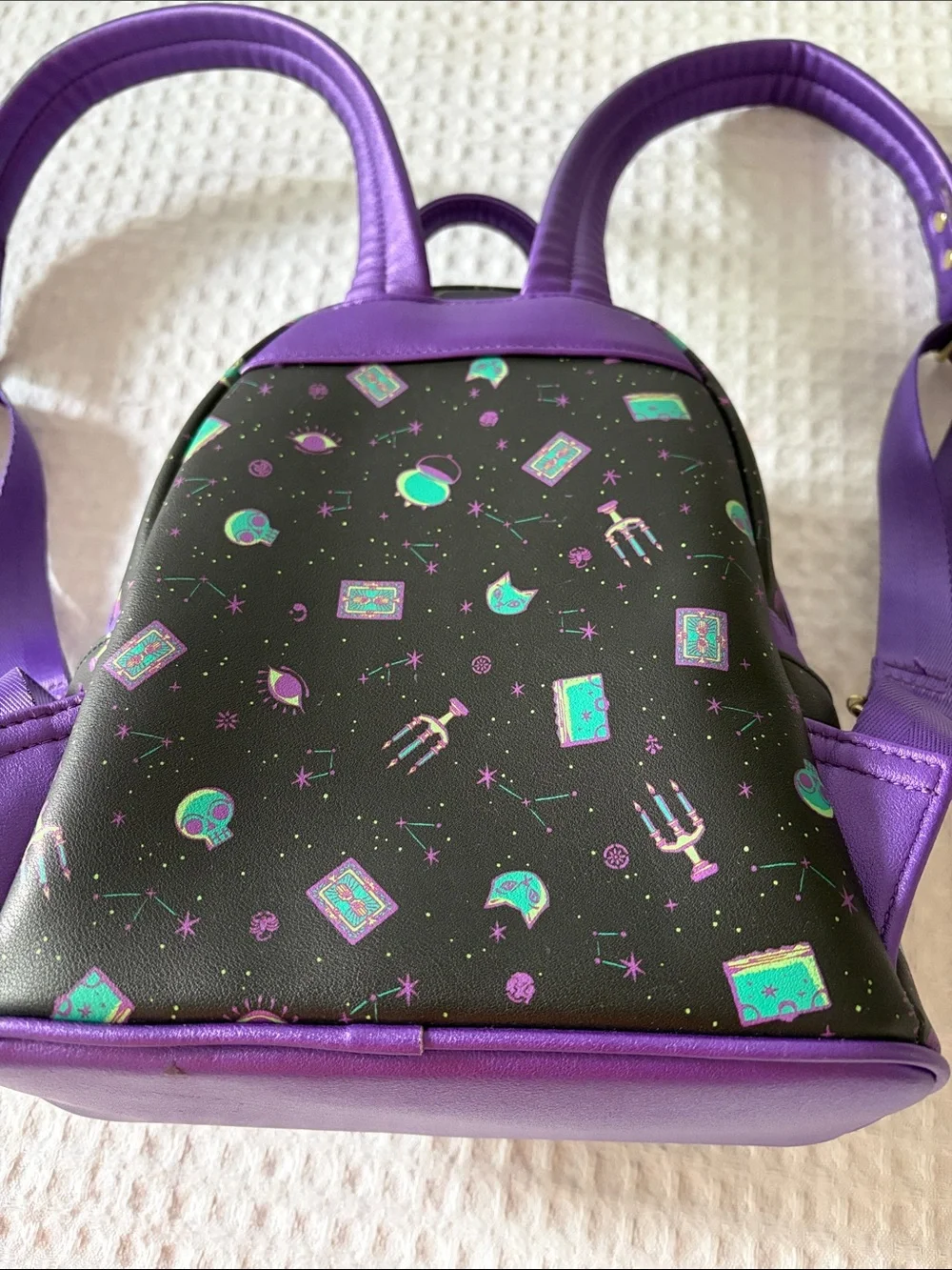 Disney Parks Loungefly Hocus-Pocus Mini Purple and Teal Space Print Backpack